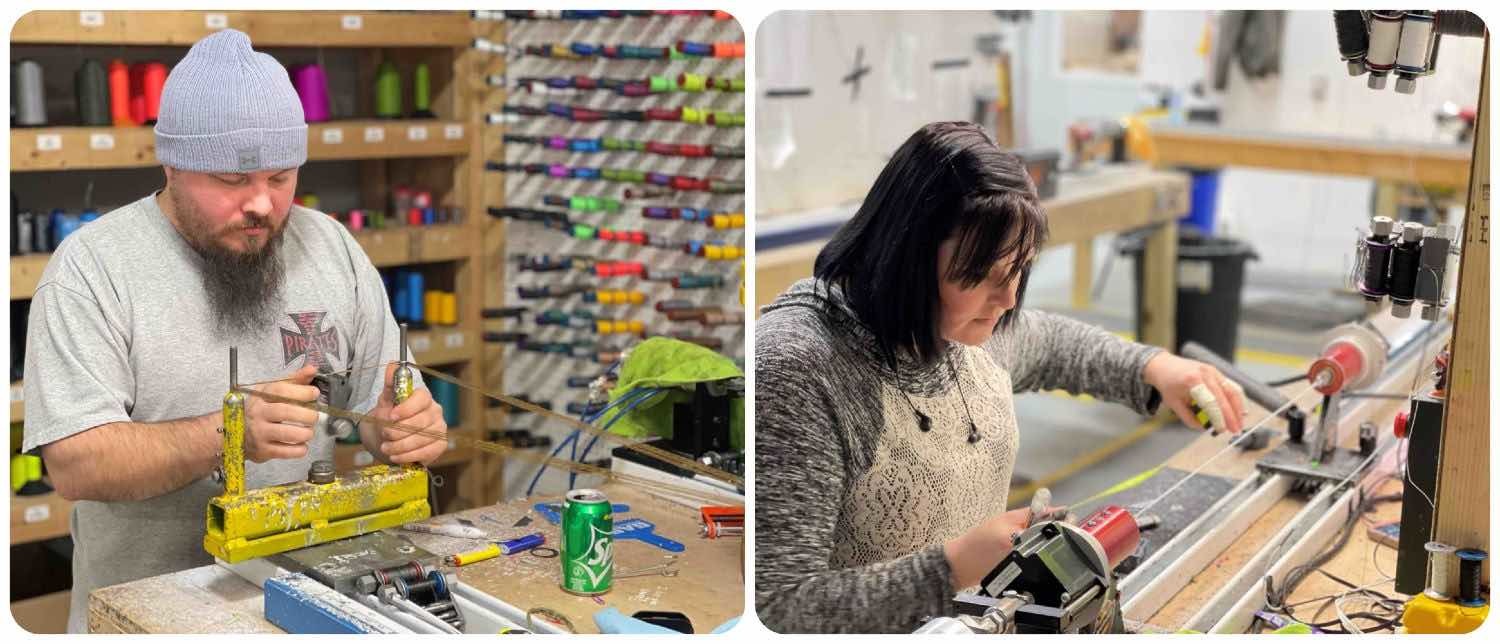 GAS bowstrings collage workers