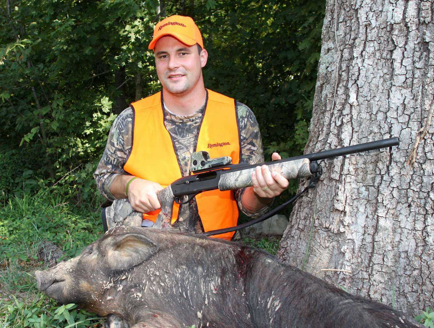 Hog hunter with 20 gauge slug gun