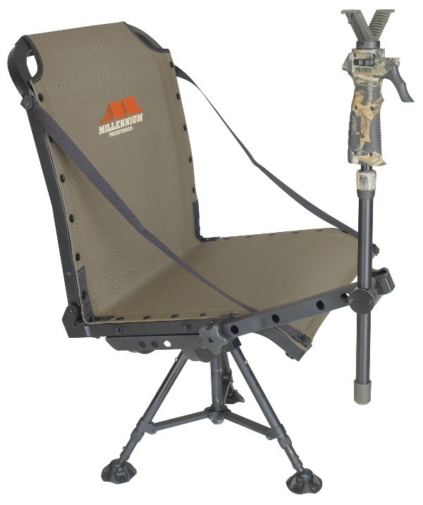 Web Millennium ground blind seat with shooting stick
