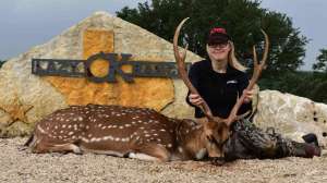 Teri with axis deer