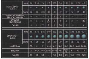 Shot size chart